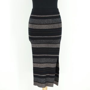 House of Harlow 1960 Metallic Stripe Midi Skirt